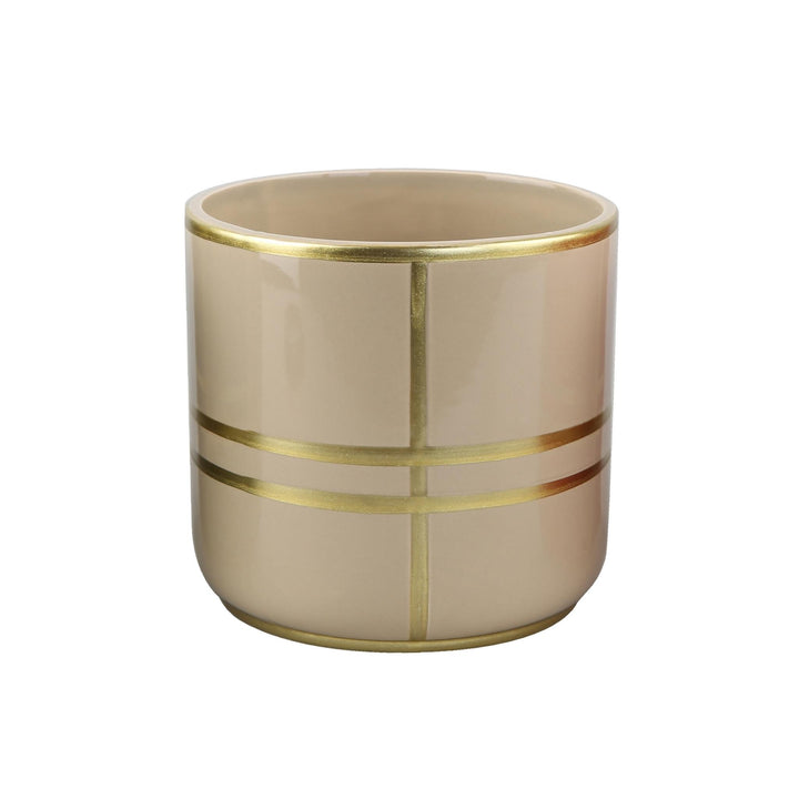 Ceramic Lined Gloss Pot 130mm - Cream