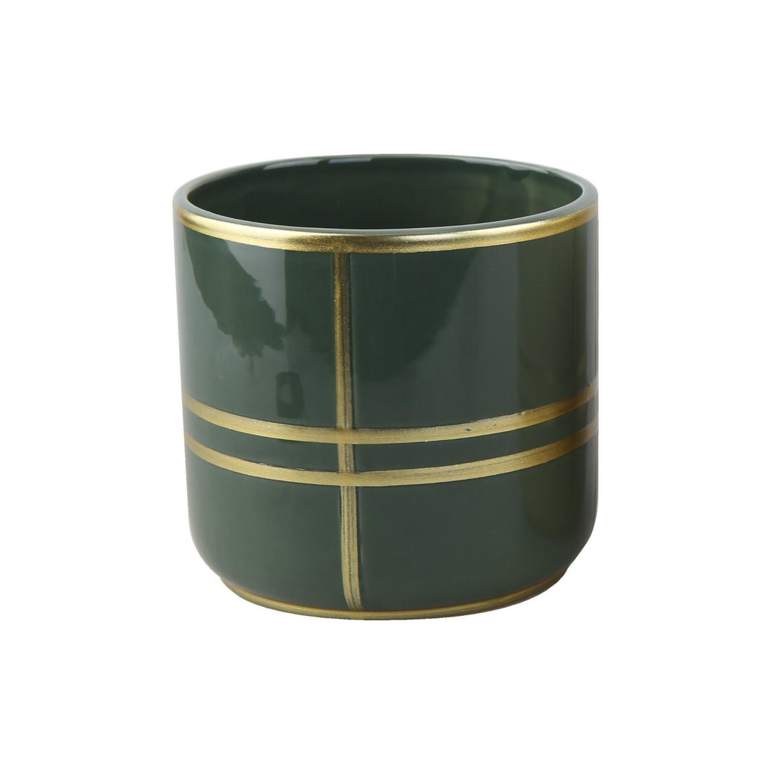Ceramic Lined Gloss Pot 130mm - Green
