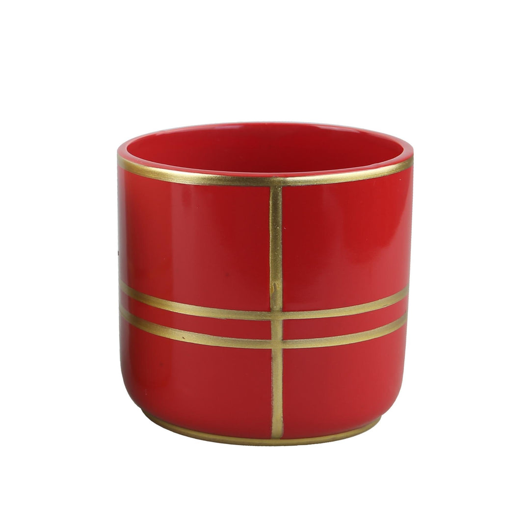 Ceramic Lined Gloss Pot 130mm - Red