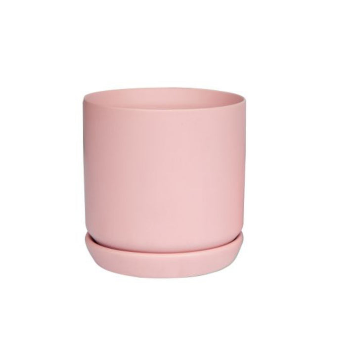 Ceramic Pot with Saucer - 130mm Pink
