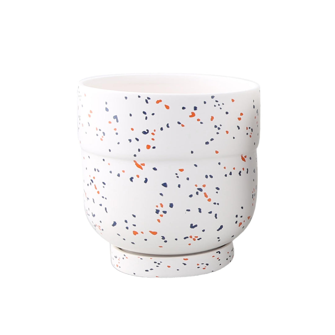Ceramic Speckled Pot 130mm - White