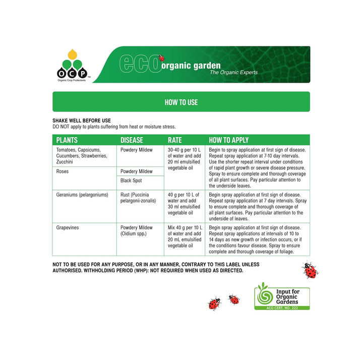 Eco-Organic Eco-Fungicide Concentrate 500g - Application Guide