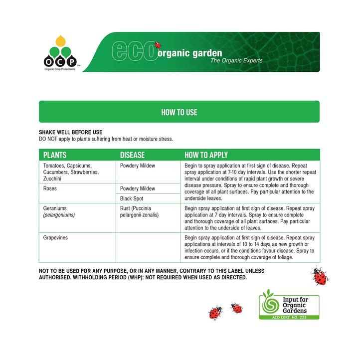 Eco-Organic Fungicide Ready To Use 750ml - Application Guide