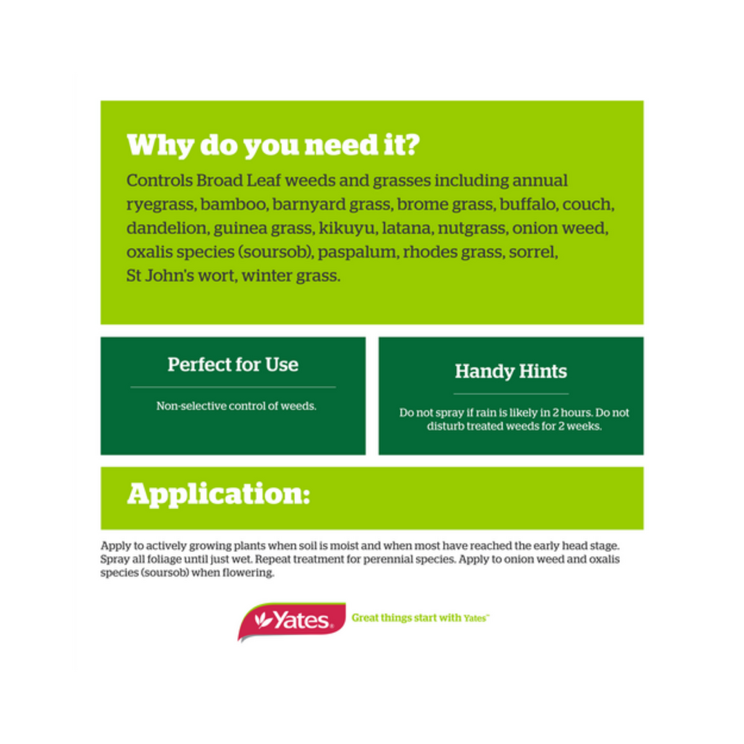 Yates Zero Glyphosate Weed Killer - 750ml - Application Guide